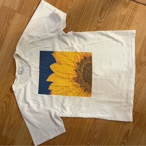 Sandro Kids White Tee with Yellow Sunflower Graphic